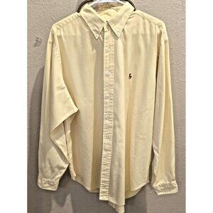 Ralph Lauren Shirt Mens 17 XL Yellow Classic Fit Button Down Pony Oxford Dress